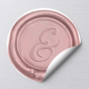 Adesivo Rosa Dourado Casamento Ampersand Wax Seal