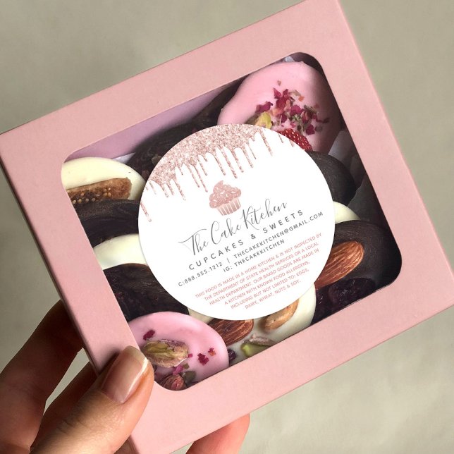 Adesivo Rosa Dourado Cupcake Glitter Drives Bakery Chef Le (Criador carregado)