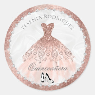 Adesivo Rosa Dourado Diamante Gelam Quinceanera