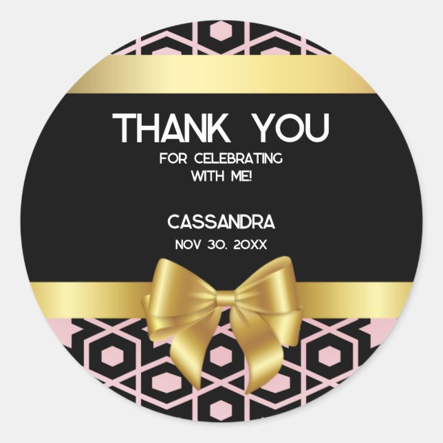 Adesivo Rosa Dourado Egito Arco Geométrico Dourado 16.o An (Frente)