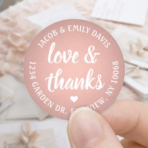Adesivo Rosa Dourado Faux Foil Love & Obrigados Return Add