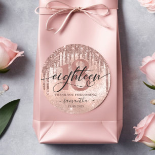 Adesivo Rosa Dourado Faux Glitter & Foil 18ª Festa de ani