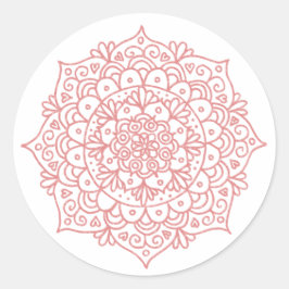 Adesivo Rosa Dourado Flor de Mandala com Brilho