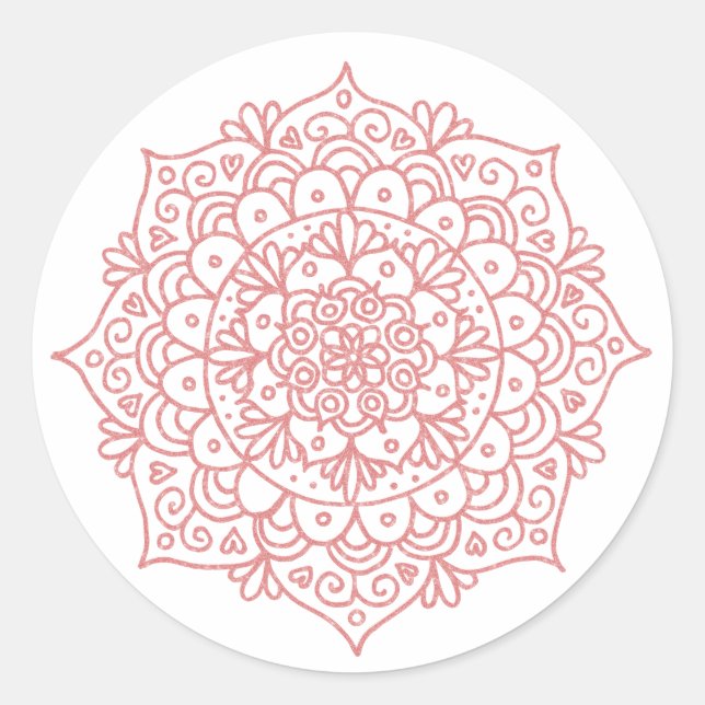 Adesivo Rosa Dourado Flor de Mandala com Brilho (Frente)