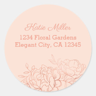 Adesivo Rosa Dourado Floral Sketch Line Art Address