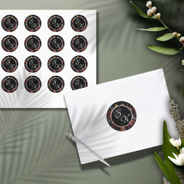 Adesivo Rosa Dourado Flores Selvagens Buquê Monograma Stic