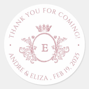 Adesivo Rosa Dourado Monograma Casamento Obrigado Sticker