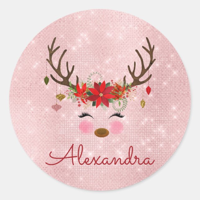 Adesivo Rosa Dourado - Monograma da Reindedora de Natal Ro (Frente)