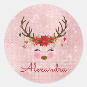 Adesivo Rosa Dourado - Monograma da Reindedora de Natal Ro