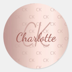 Adesivo Rosa dourado monograma nome metal luxo 