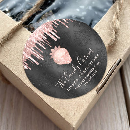 Adesivo Rosa Dourado Morango Glitter Confecção Derramada P