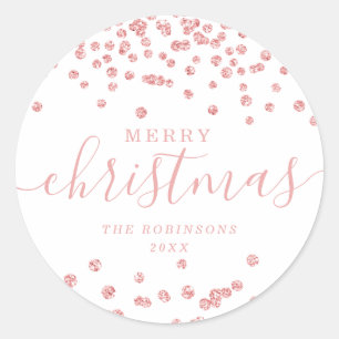 Adesivo Rosa Dourado Natal Natal Glitter Confetti Branco