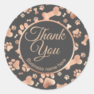 Adesivo Rosa Dourado Obrigado Impressão Do Cão De Negóc