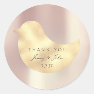 Adesivo Rosa Dourado Pearte de Seda Foxier Bird Obrigado