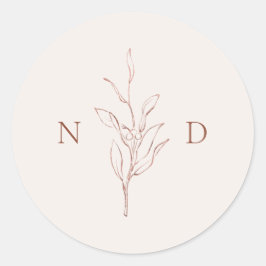 Adesivo Rosa dourado simples folhas botânicas elegantes ca