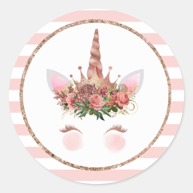 Adesivo Rosa Dourado Unicorn Princess (Frente)