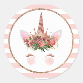Adesivo Rosa Dourado Unicorn Princess