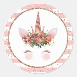 Adesivo Rosa Dourado Unicorn Princess