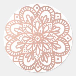 Adesivo Rosa Dourado Vinheta da Flor Mandala