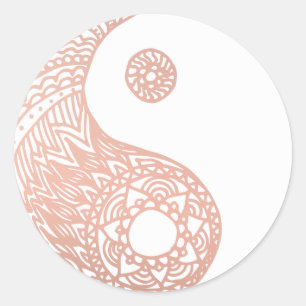 Adesivo Rosa Dourado Yin Yang Sticker
