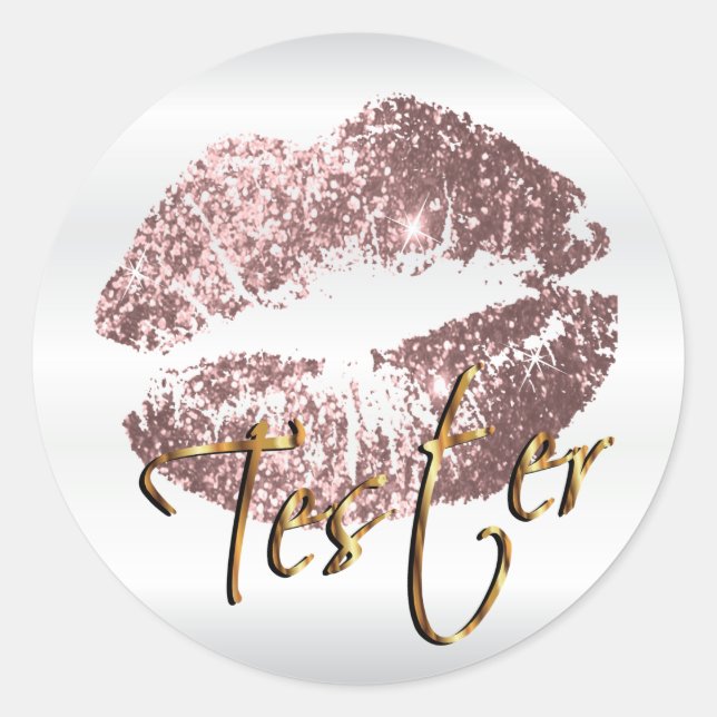 Adesivo Rosa Dusty - Lábios de brilho 3 - Testador (Frente)