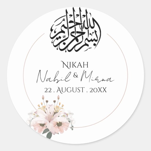 Adesivo rosa e amarelo Elegante buquê Floral casamento  (Frente)