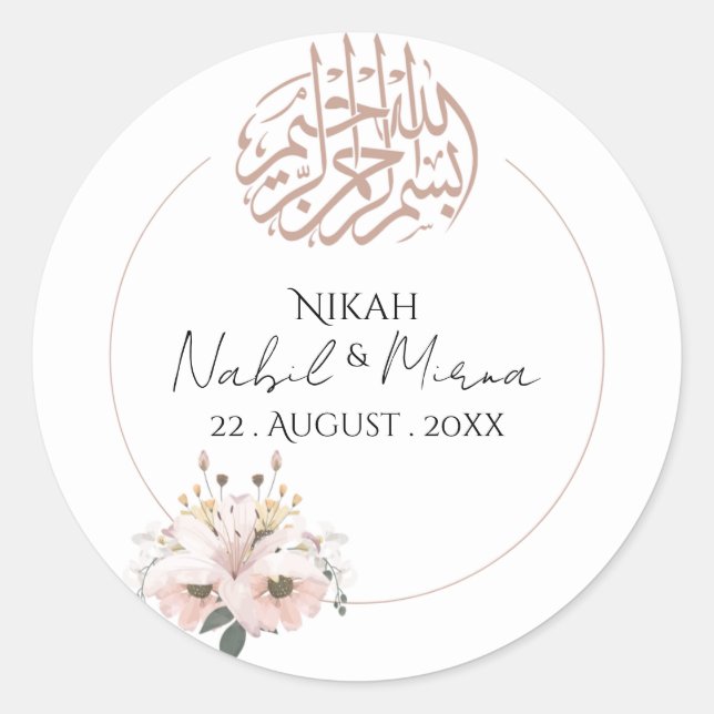 Adesivo rosa e amarelo Elegante buquê Floral casamento  (Frente)