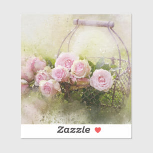 Adesivo rosa e cesto de aquarelas