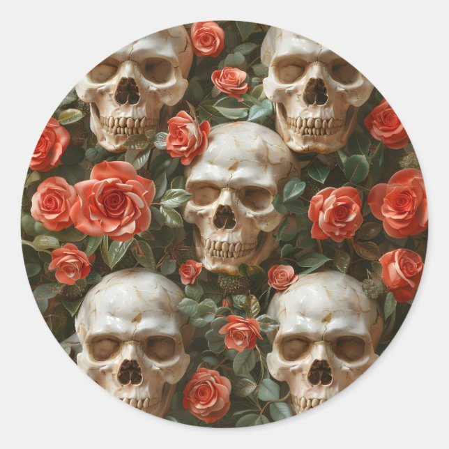 Adesivo Rosa e design de crânios (Frente)
