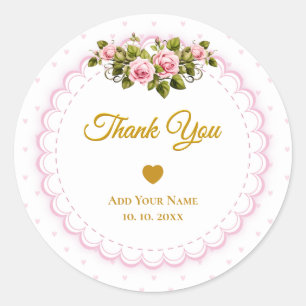 Adesivo Rosa e Dourado Script "Obrigado Com Muito Amor"