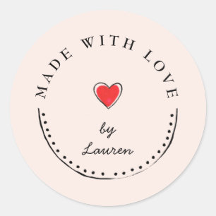 Adesivo Rosa e Preto Feito com Amor