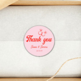 Adesivo Rosa e Vermelho Obrigado Favor de Casamento