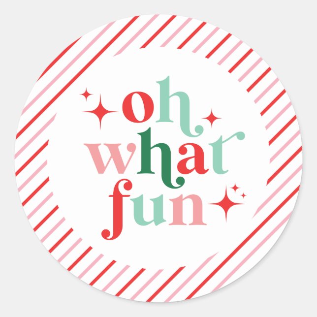Adesivo Rosa e Vermelho Oh Que Divertido (Frente)