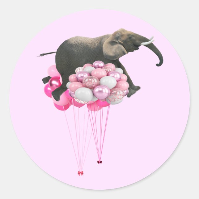 Adesivo Rosa Elefante Flutuante (Frente)