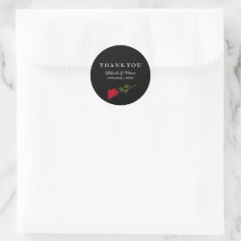 Adesivo Rosa elegante casamento Gótico preto. Obrigado