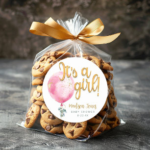 Adesivo Rosa Elegante E Dourado É Um Chá de fraldas Menino