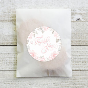 Adesivo Rosa em Aquarela Rosa Vintage Obrigada
