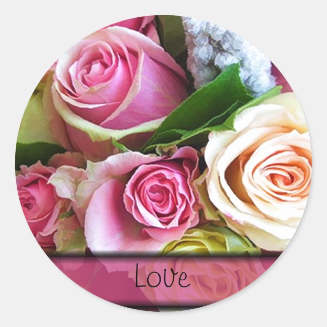 Adesivo Rosa Envelope Selo de Casamento Modelo (Frente)