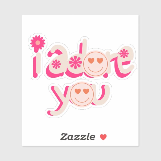 Adesivo Rosa "eu te adoro" Smiley Sticker (Folha)