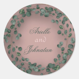 Adesivo Rosa Eucalyptus Wreath Casamento Favor Verde