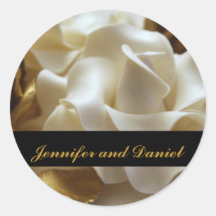 Adesivo Rosa-Favor de Casamento Dourado e Creme Stickers