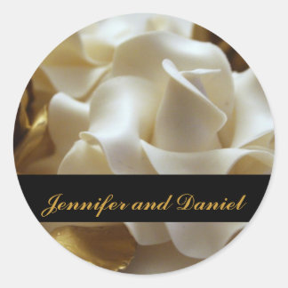 Adesivo Rosa-Favor de Casamento Dourado e Creme Stickers