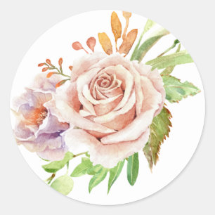 Adesivo Rosa Floral Cor-de-Rosa Água-tinta Flor de Noiva