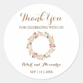 Adesivo Rosa Floral Obrigado por Vir Casar