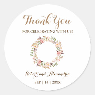 Adesivo Rosa Floral Obrigado por Vir Casar