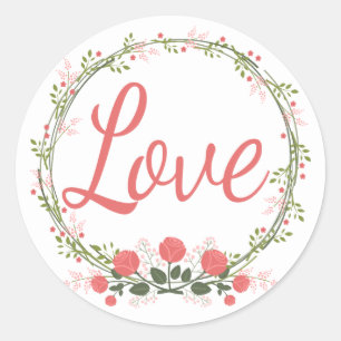 Adesivo Rosa Floral Wreath Red Pink Stickers