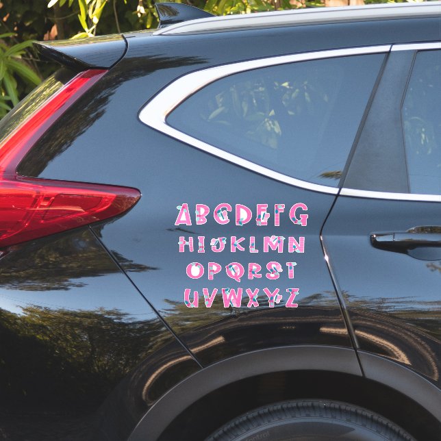 Adesivo ROSA FRAMBOESA -a até z- (Lado do carro)