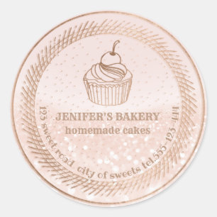 Adesivo Rosa gold cupcakes caseiros e embalagens