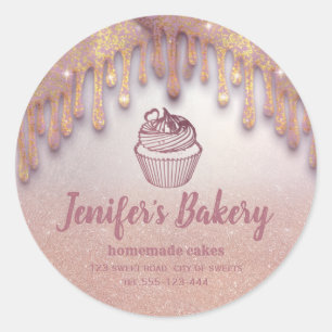 Adesivo Rosa gold dris cupcakes caseiros e classe de doces