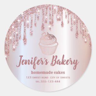Adesivo Rosa gold dris cupcakes caseiros e classe de doces